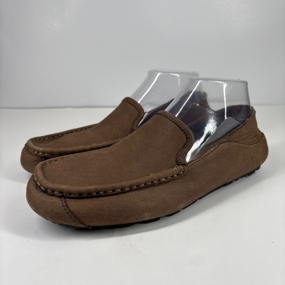 UGG Hunley Men's US 8 Brown Leather Comfort Slip-On Convertible Slippers Loafers